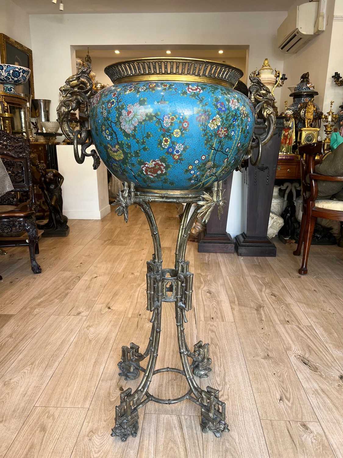 MAISON MARNYHAC: A 19TH CENTURY FRENCH JAPONISME JARDINIERE ON STAND - Image 13 of 16