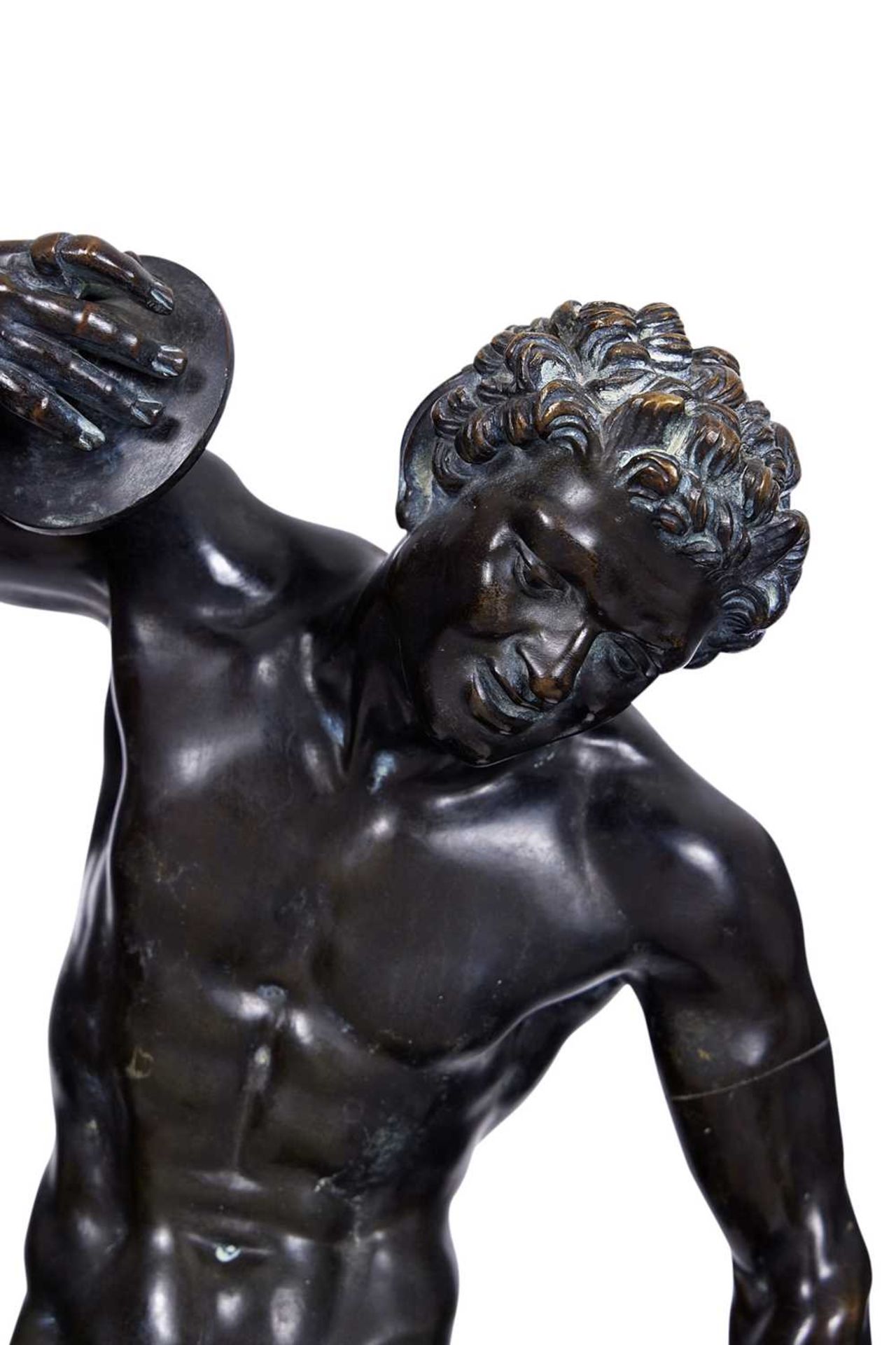 AFTER THE ANTIQUE: A 19TH CENTURY BRONZE OF THE DANCING FAUN WITH CYMBALS - Image 9 of 9