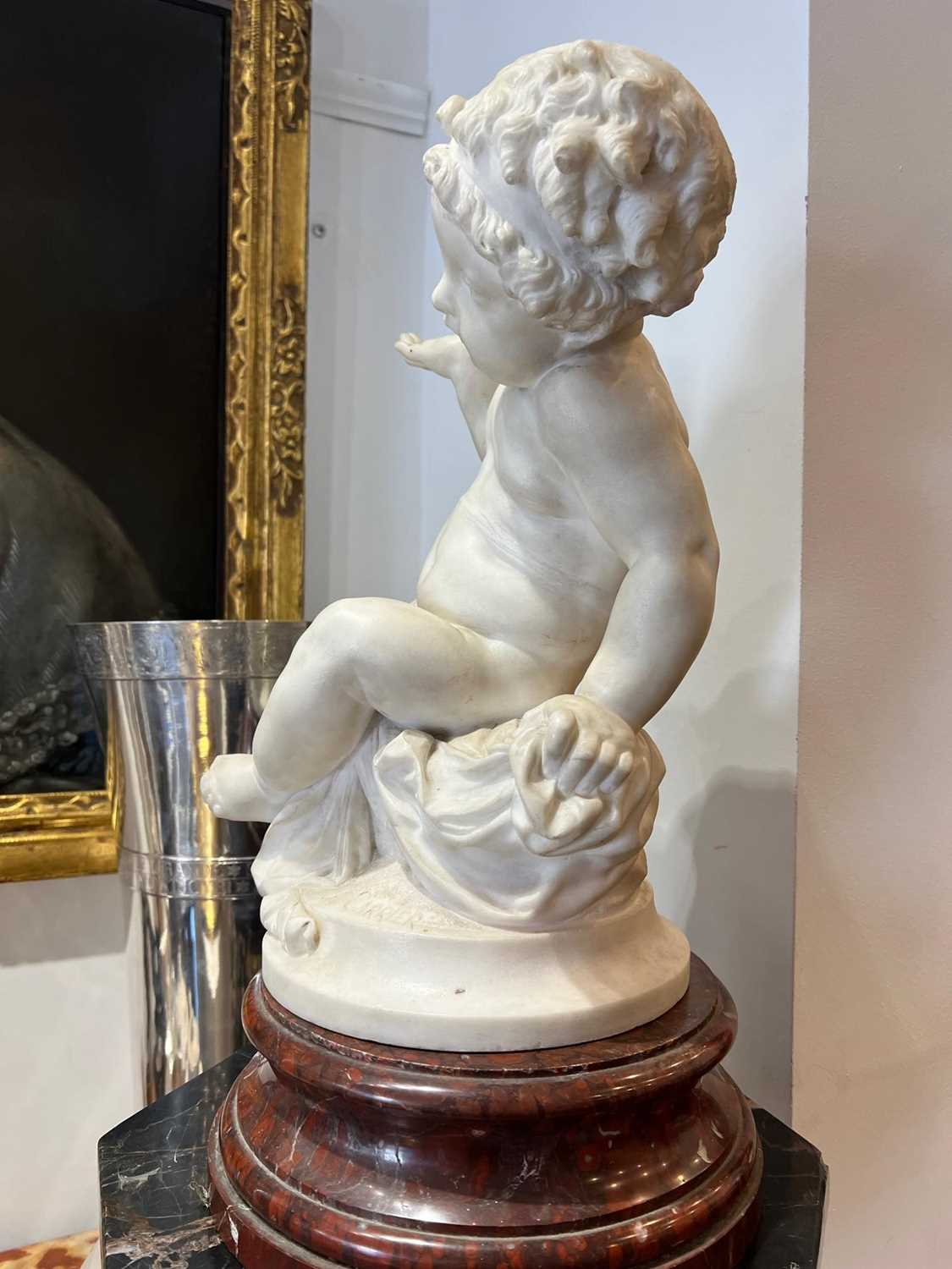 ALBERT CARRIER-BELLEUSE (FRENCH, 1824 -1887): A CARRARA MARBLE PUTTO - Image 10 of 11