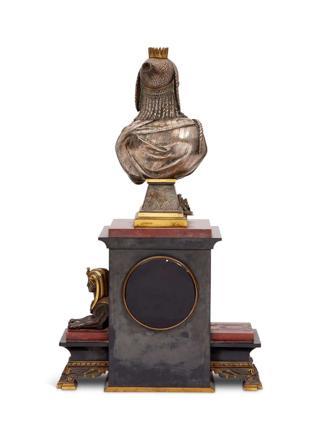 A LATE 19TH CENTURY EGYPTIAN REVIVAL MANTEL CLOCK ATTRIBUTED TO GEORGES EMILE HENRI SERVANT - Image 2 of 3