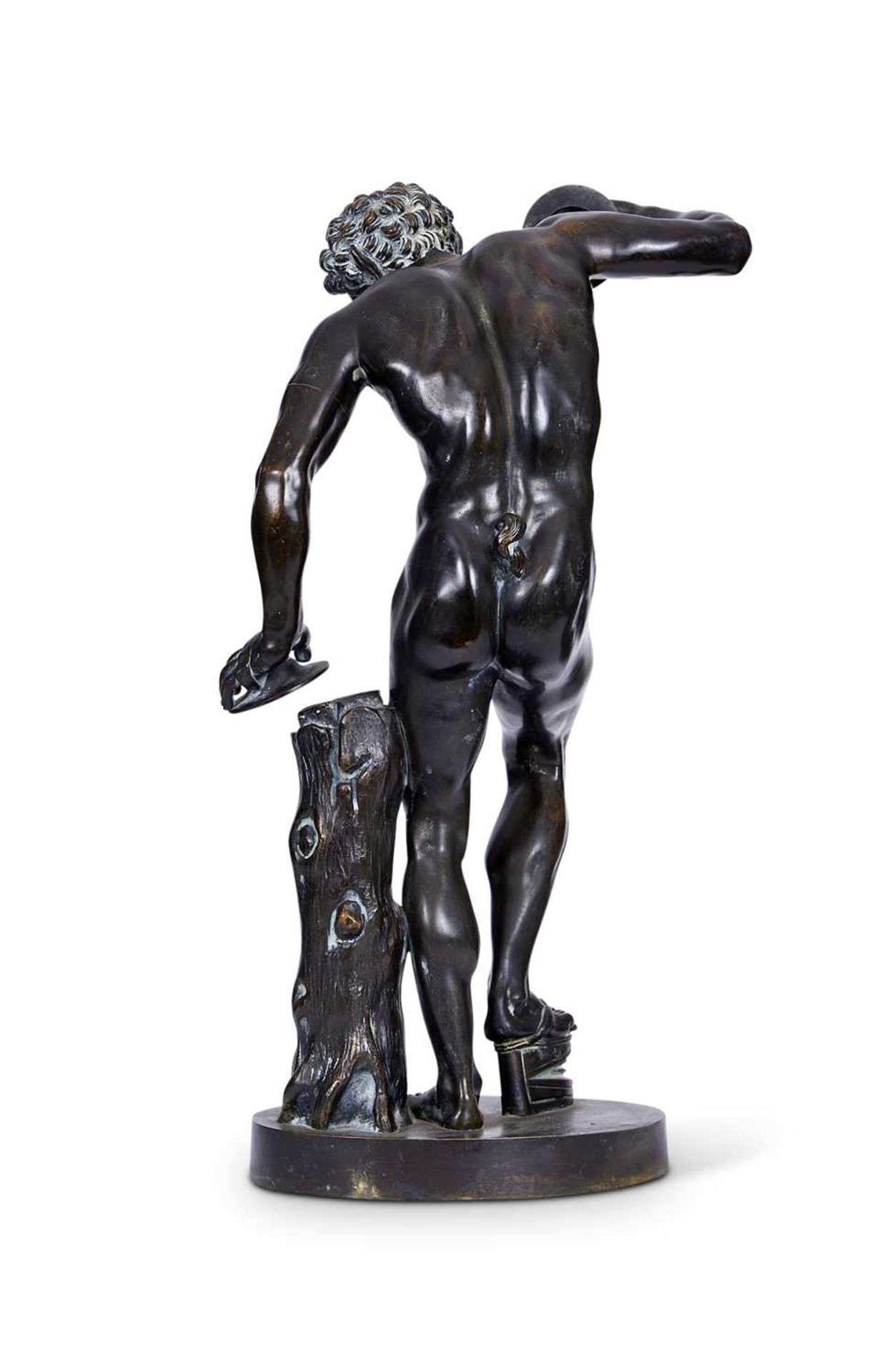 AFTER THE ANTIQUE: A 19TH CENTURY BRONZE OF THE DANCING FAUN WITH CYMBALS - Image 7 of 9