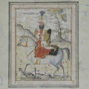 An 18TH / 19TH CENTURY PERSIAN GOLD LEAF AND WATERCOLOUR PAINTING DEPICTING SULTAN SULEIMAN II