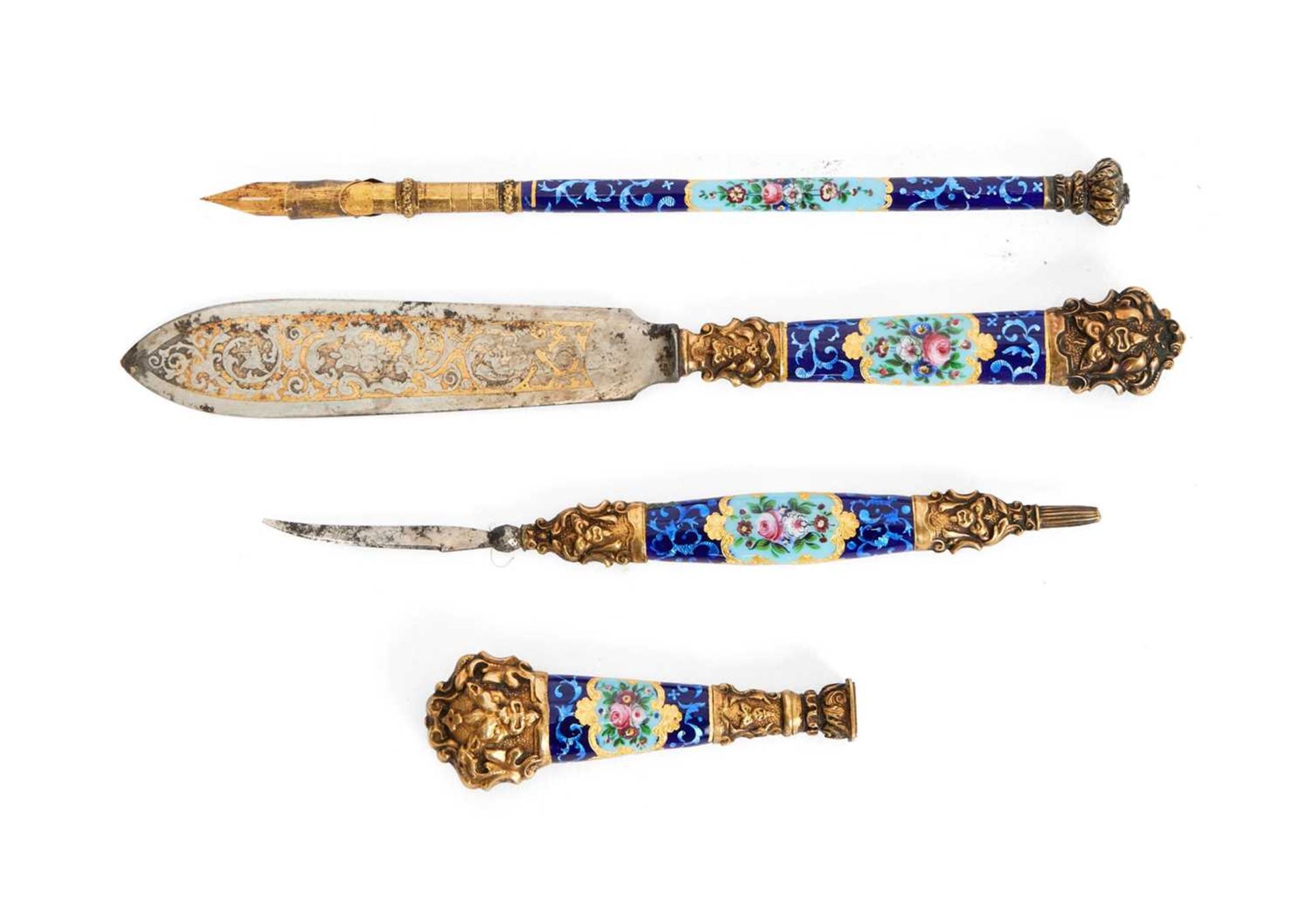A MID 19TH CENTURY ENAMELLED AND SILVER GILT WRITING SET FOR THE OTTOMAN MARKET - Image 2 of 2