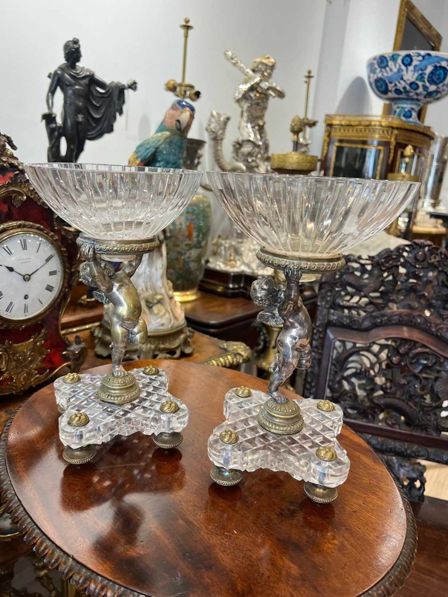 BACCARAT: A LATE 19TH CENTURY SILVERED BRONZE AND CUT GLASS THREE PIECE CENTREPIECE - Bild 8 aus 14