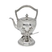 A STERLING SILVER, LATE 19TH CENTURY AMERICAN TEA KETTLE ON STAND BY DOMINICK & HAFF