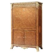 MAISON MILLET: A FINE 19TH CENTURY ORMOLU MOUNTED PARQUETRY SECRETAIRE A ABATTANT