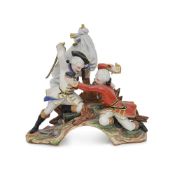 AN EARLY 20TH CENTURY BISQUE PORCELAIN GROUP OF A NAPOLEONIC BATTLE SCENE