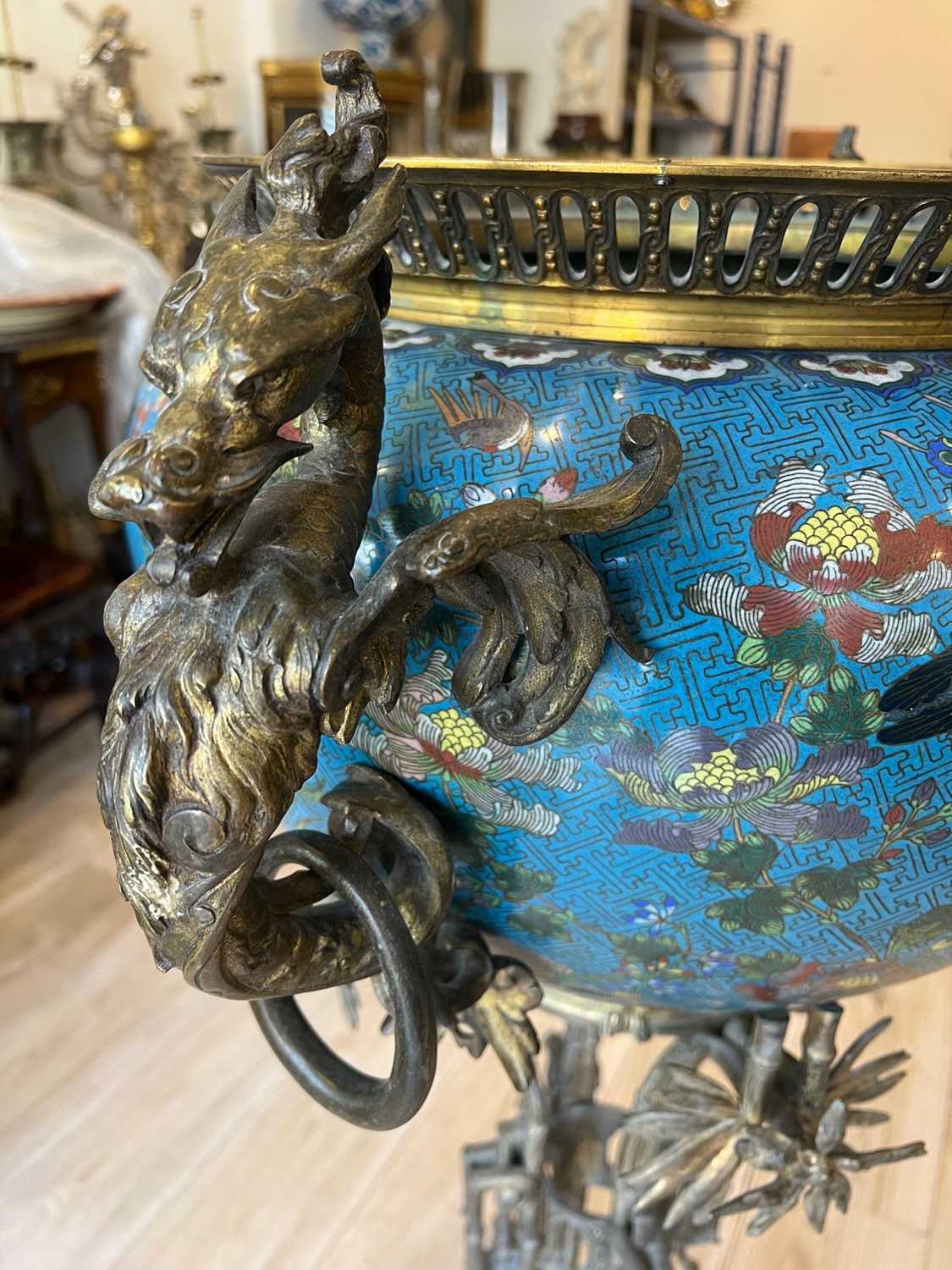 MAISON MARNYHAC: A 19TH CENTURY FRENCH JAPONISME JARDINIERE ON STAND - Image 9 of 16