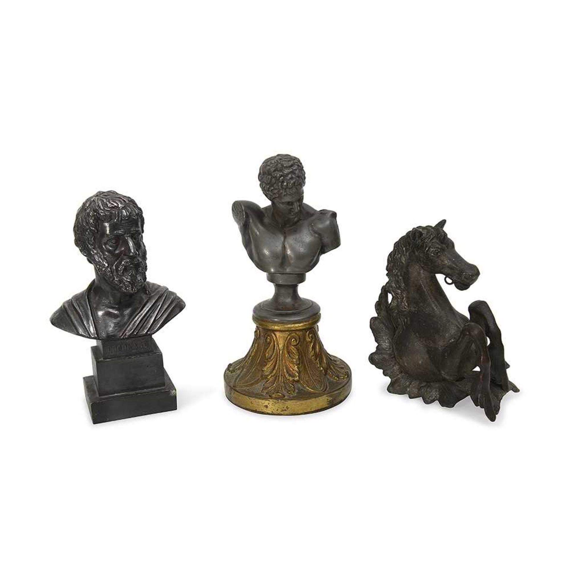 THREE CLASSICAL STYLE SPELTER FIGURES