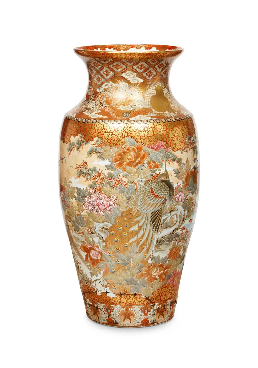 A LARGE JAPANESE MEIJI PERIOD KUTANI POTTERY VASE