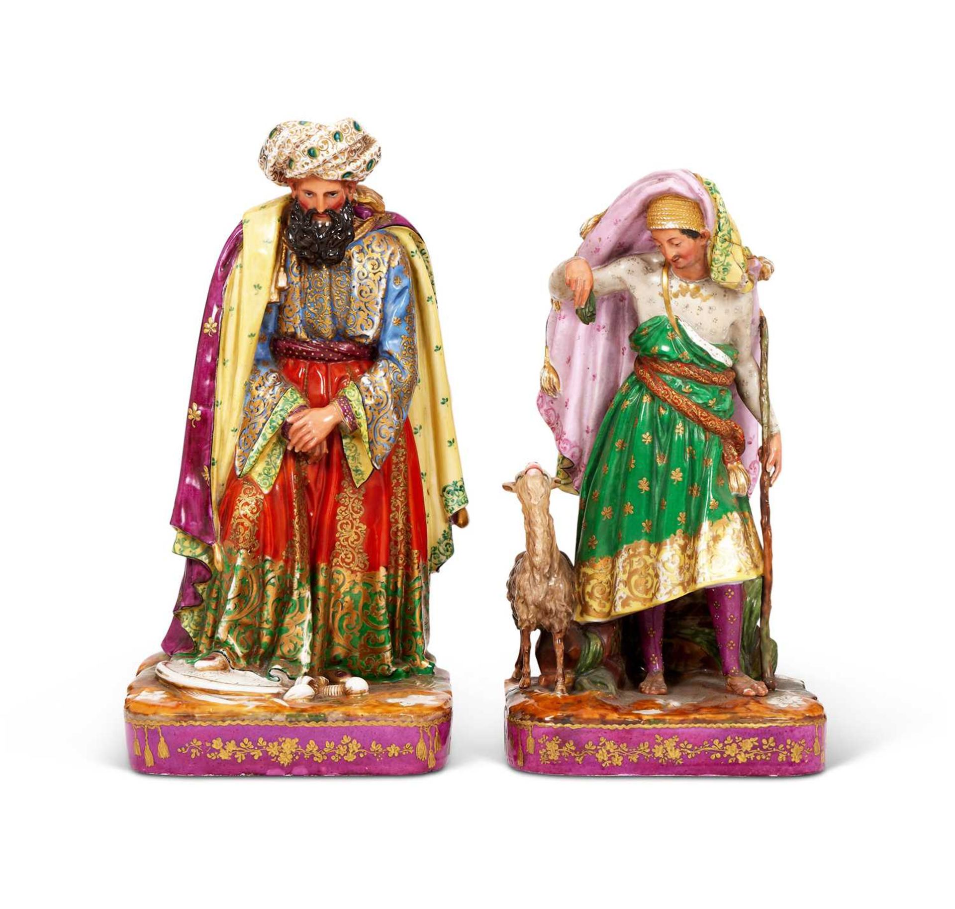 A PAIR OF MID 19TH CENTURY PARIS PORCELAIN PERFUME BOTTLES IN THE FORM OF A SULTAN AND HIS ATTENDANT - Bild 2 aus 3