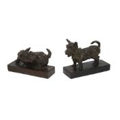 EDITH BARRETTO PARSONS (AMERICAN, 1878-1956): A PAIR OF BRONZE DOGS CAST BY GORHAM CO.