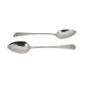 A LARGE PAIR OF GEORGIAN SILVER BASTING SPOONS, LONDON 1799, GEORGE SMITH