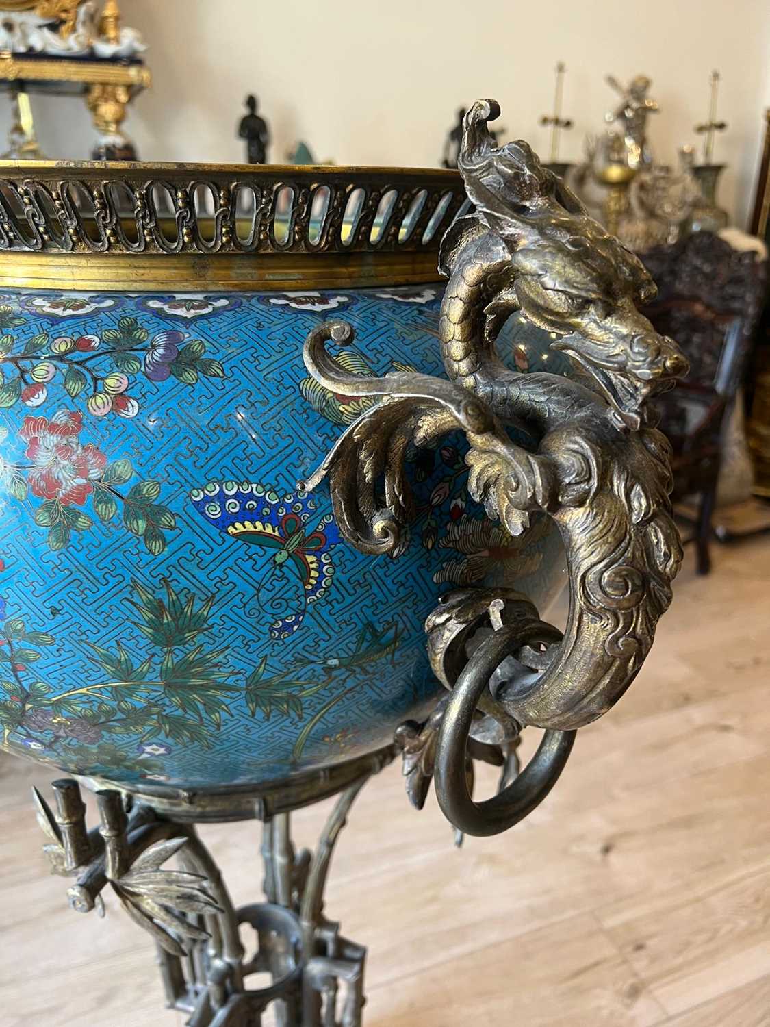 MAISON MARNYHAC: A 19TH CENTURY FRENCH JAPONISME JARDINIERE ON STAND - Image 14 of 16