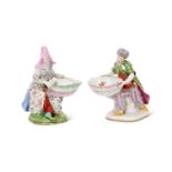 MEISSEN FOR THE OTTOMAN MARKET: A PAIR OF 18TH / 19TH CENTURY PORCELAIN FIGURAL BON BON DISHES