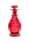 A LATE 19TH CENTURY RUBY CUT GLASS DECANTER ATTRIBUTED TO STEVENS AND WILLIAMS