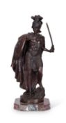 A LARGE BRONZE FIGURE OF A ROMAN SOLDIER