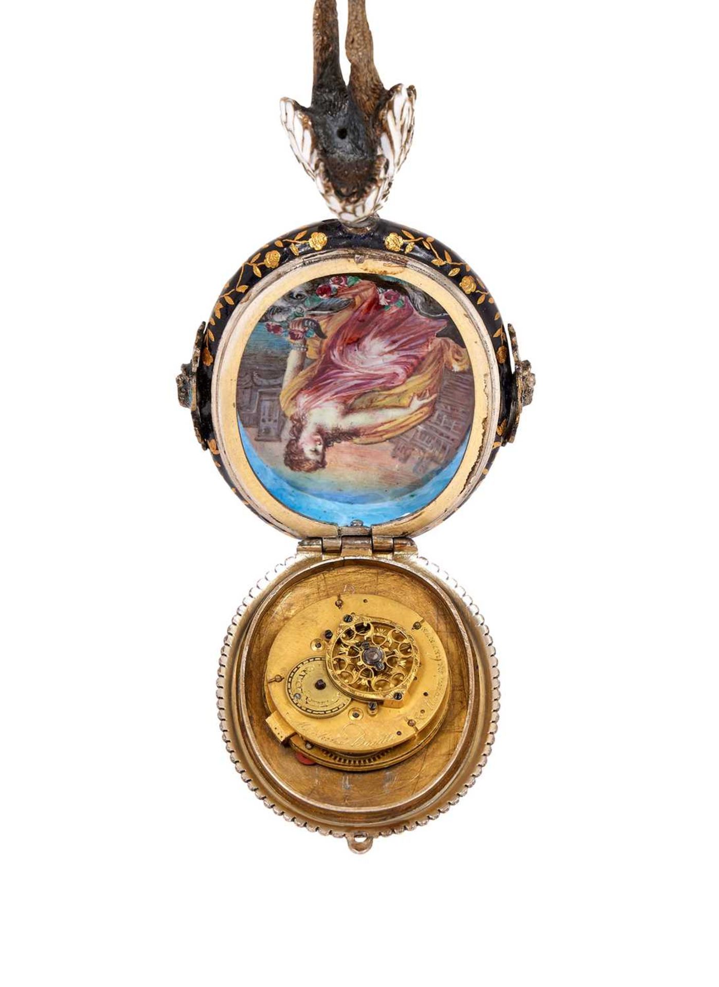A FINE 19TH CENTURY VIENNESE ENAMEL AND SILVER TABLE CLOCK IN THE MANNER OF HERMANN RATZERSDORFER - Bild 3 aus 3