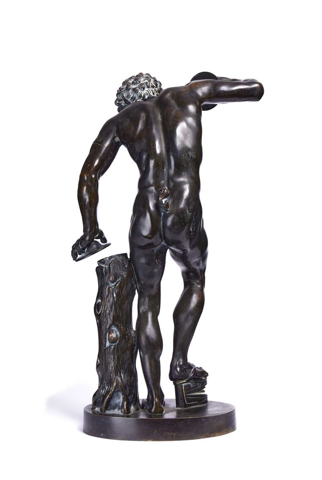 AFTER THE ANTIQUE: A 19TH CENTURY BRONZE OF THE DANCING FAUN WITH CYMBALS - Image 4 of 9
