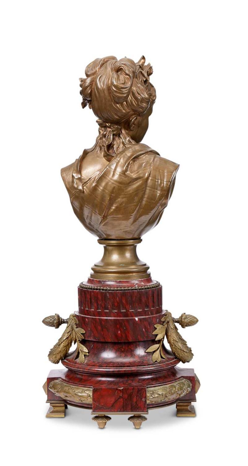 LEOPOLD HARZE (BELGIAN, 1831-1893): A LARGE BRONZE BUST OF A GIRL ON MARBLE BASE - Image 2 of 6
