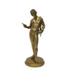 A 19TH CENTURY GRAND TOUR GILT BRONZE FIGURE OF NARCISSUS, AFTER THE ANTIQUE