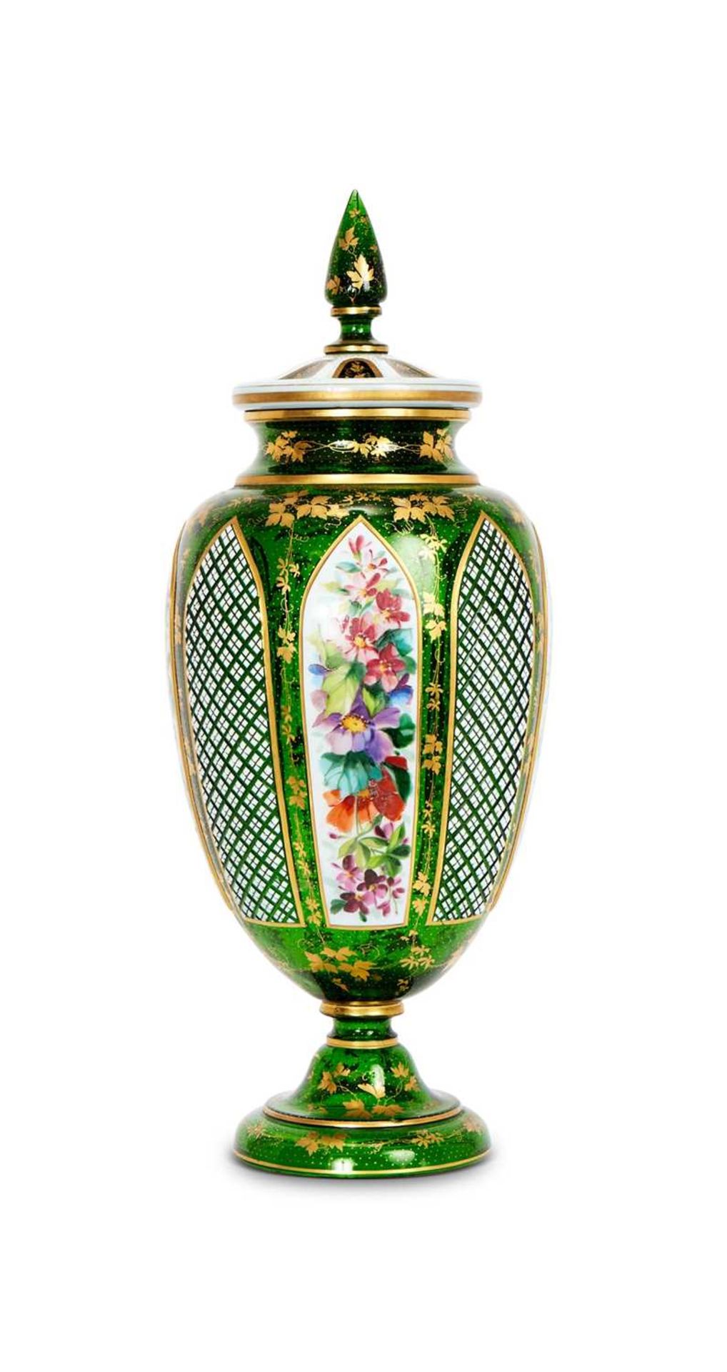 A FINE 19TH CENTURY BOHEMIAN CUT, FLASHED AND OVERLAY GLASS VASE AND COVER