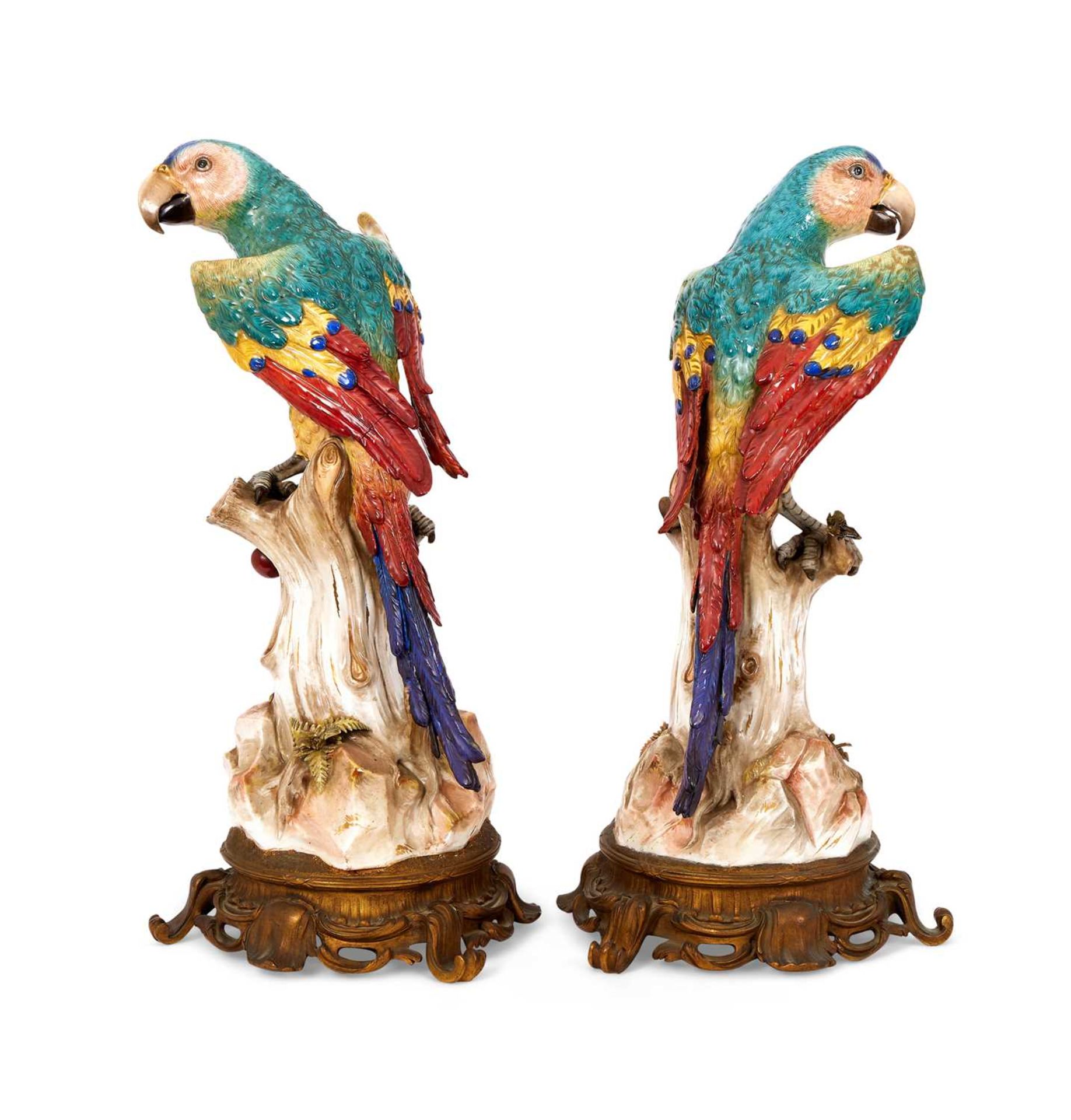 A RARE PAIR OF 19TH CENTURY MEISSEN PORCELAIN MODELS OF PARROTS - Image 4 of 19