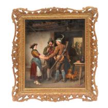 A LARGE KPM PLAQUE DEPICTING 'THE HUNTER'S FAREWELL', BY A.L. ECKARDT (1845-1906)