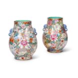 A PAIR OF LATE 18TH / EARLY 19TH CENTURY CHINESE MILLE FLEUR PORCELAIN VASES