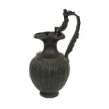 A LATE 19TH CENTURY NEAPOLITAN BRONZE WINE JUG IN THE ANCIENT ROMAN STYLE