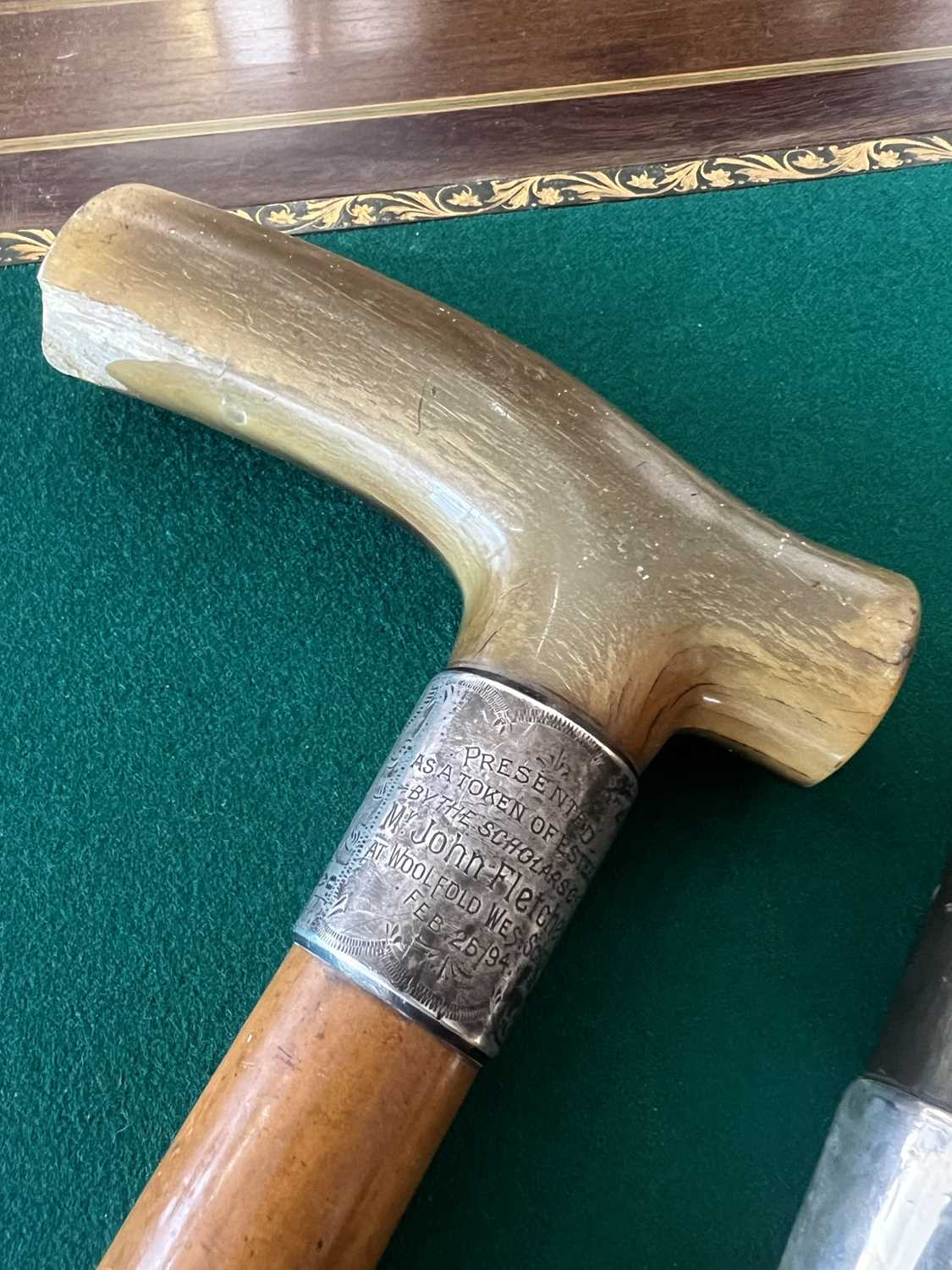 A LATE 19TH CENTURY RHINOCEROS HORN HANDLED WALKING CANE TOGETHER WITH FIVE FURTHER - Image 6 of 10