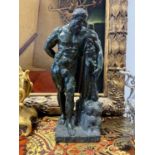 A 19TH CENTURY SERPENTINE MARBLE FIGURE OF THE FARNESE HERCULES