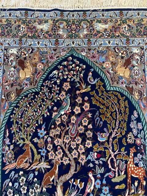 A PART SILK ISFAHAN CARPET OF ANIMAL DESIGN, NORTH WEST PERSIA - Image 5 of 12