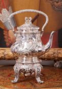 MAISON ODIOT: A MASSIVE 19TH CENTURY SOLID SILVER KETTLE