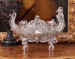 A LARGE 19TH CENTURY GERMAN SILVER JARDINIERE WITH IMPORT MARKS FOR 1893, THOMAS GLASER