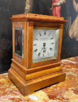 A MID 19TH CENTURY SATINWOOD FOUR GLASS LIBRARY CLOCK, RIEDER & CO, LONDON