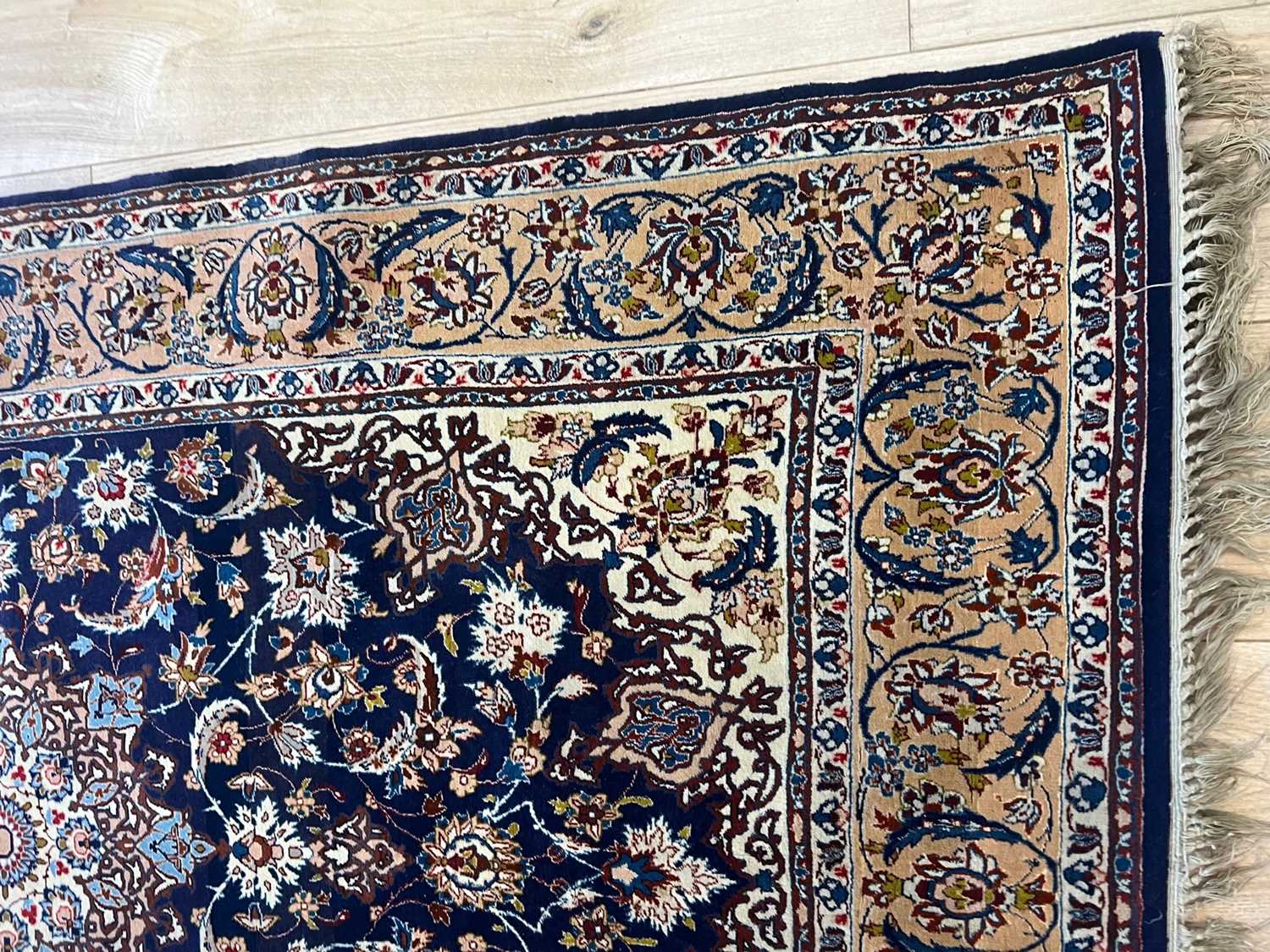 A FINE PART SILK ISFAHAN CARPET, NORTH WEST PERSIA - Image 8 of 9