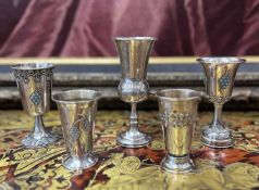 A COLLECTION OF JEWISH SILVER HAZORFIM CUPS