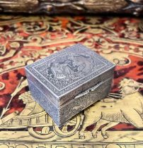 A PERSIAN SILVER CALLIGRAPHIC SNUFF BOX