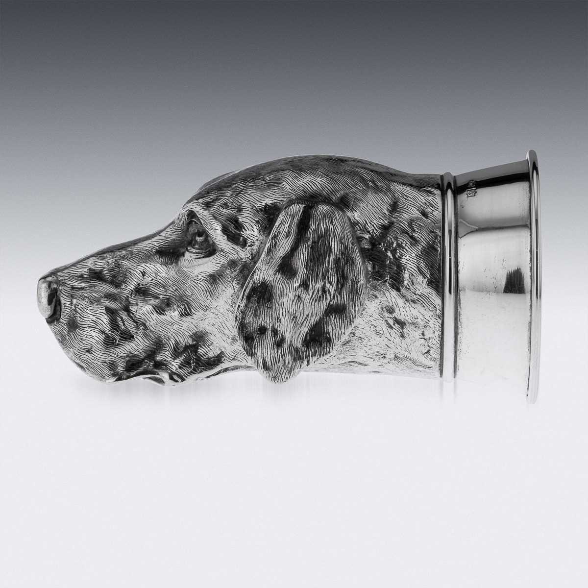 A LARGE SILVER STIRRUP CUP MODELLED AS A HOUND, ITALIAN, MID 20TH CENTURY - Image 4 of 12