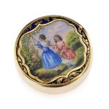 AN ANTIQUE 14K GOLD AND ENAMEL PILL BOX, MOSCOW, CIRCA 1900