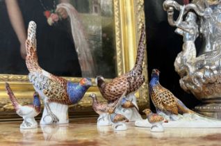 MEISSEN: A COLLECTION OF SEVEN PORCELAIN MODELS OF PHEASANTS AND GAME BIRDS