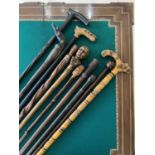 AN ECLECTIC GROUP OF TEN CARVED CANES AND STICKS