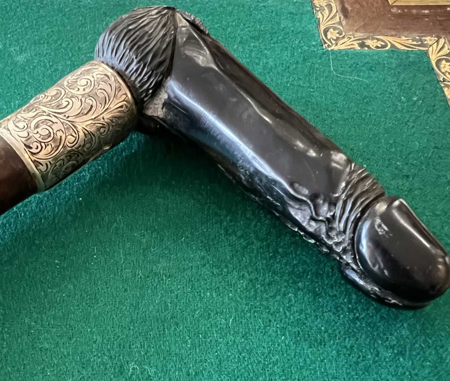 A LATE 19TH CENTURY WALKING CANE WITH EROTIC HANDLE - Image 2 of 7