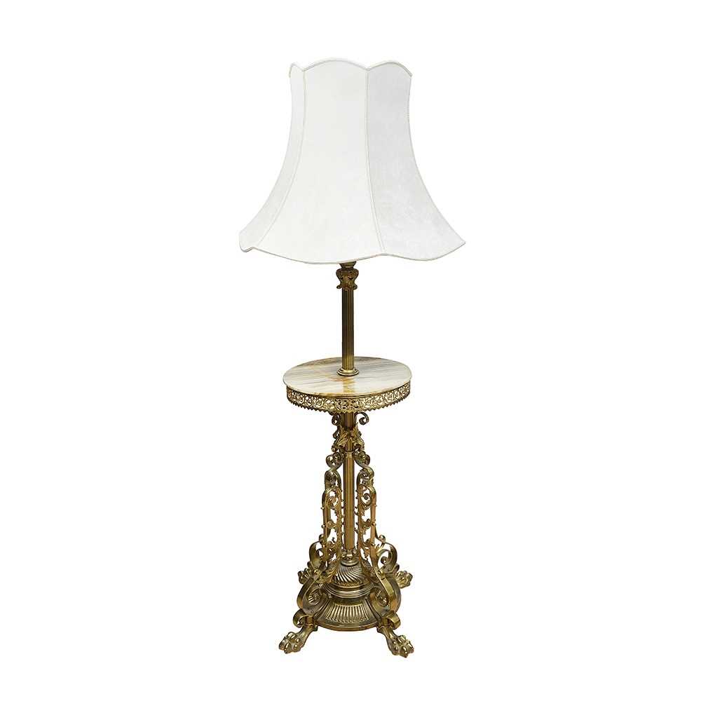 A LATE 19TH CENTURY BRASS STANDARD LAMP - Image 2 of 2