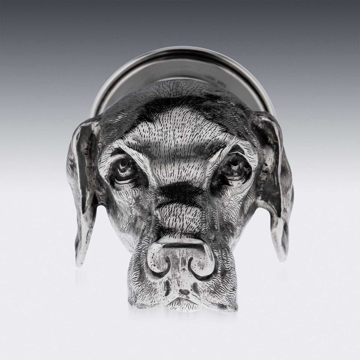 A LARGE SILVER STIRRUP CUP MODELLED AS A HOUND, ITALIAN, MID 20TH CENTURY - Image 6 of 12
