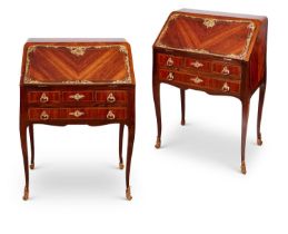 A PAIR OF LATE 19TH CENTURY ENGLISH KINGWOOD AND ORMOLU MOUNTED BUREAUS OF SMALL SIZE