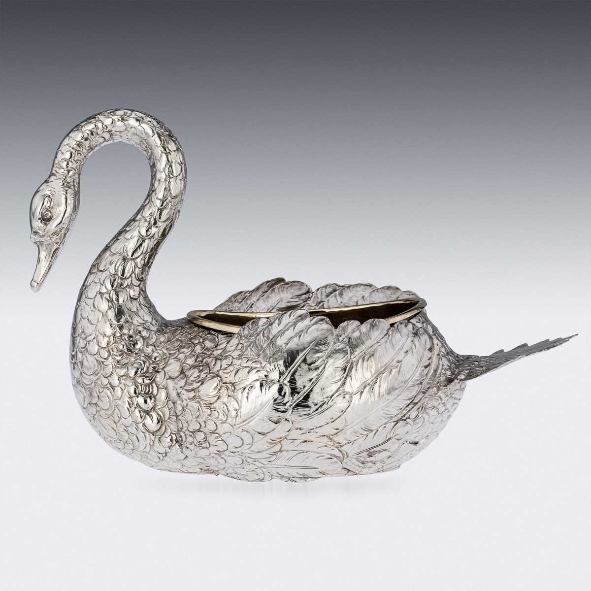 A 19TH CENTURY GERMAN SILVER SWAN JARDINIERE, HANAU, C.1890 - Image 3 of 17