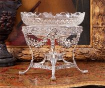 A FINE GEORGIAN STERLING SILVER AND CUT GLASS CENTREPIECE, LONDON, 1803
