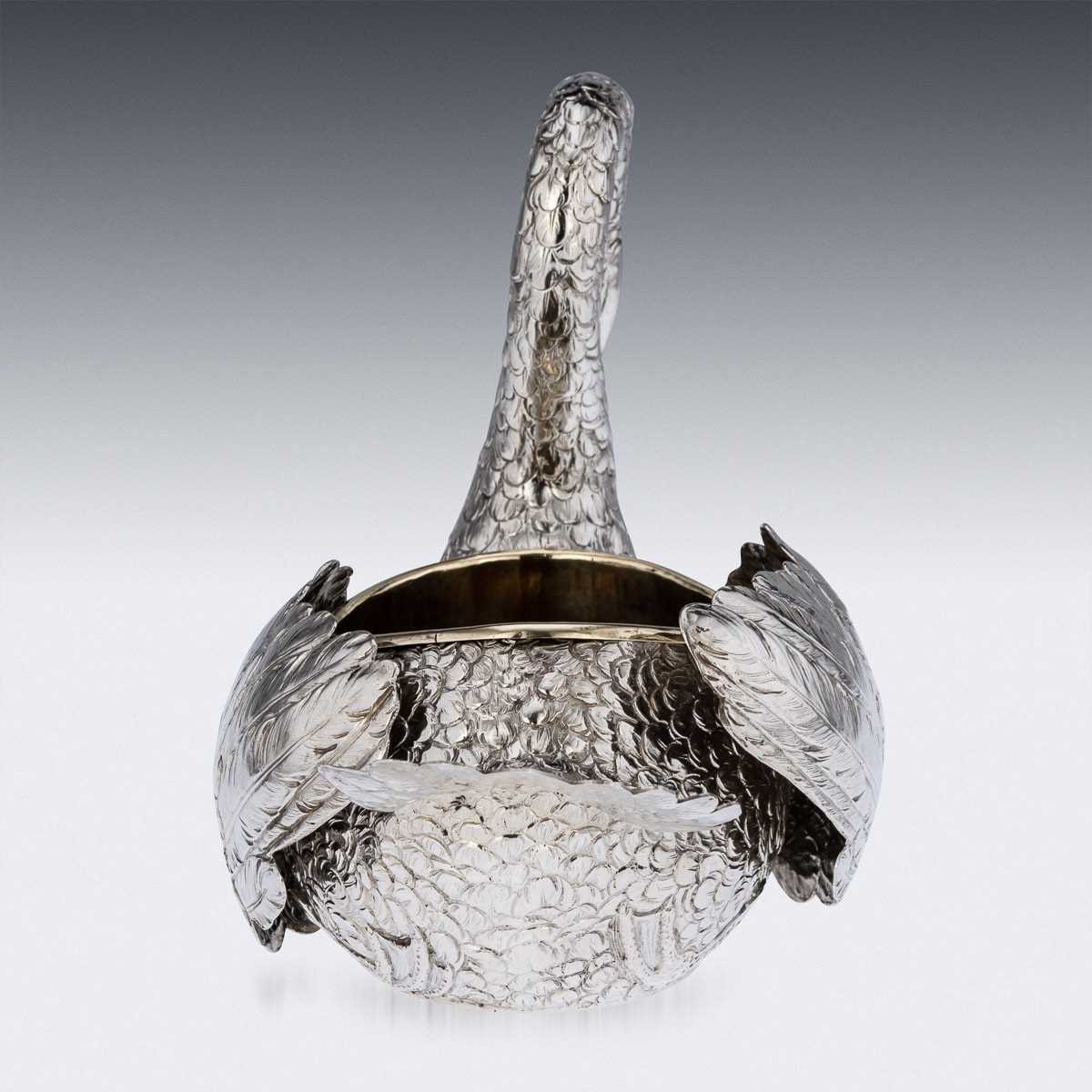 A 19TH CENTURY GERMAN SILVER SWAN JARDINIERE, HANAU, C.1890 - Image 4 of 17